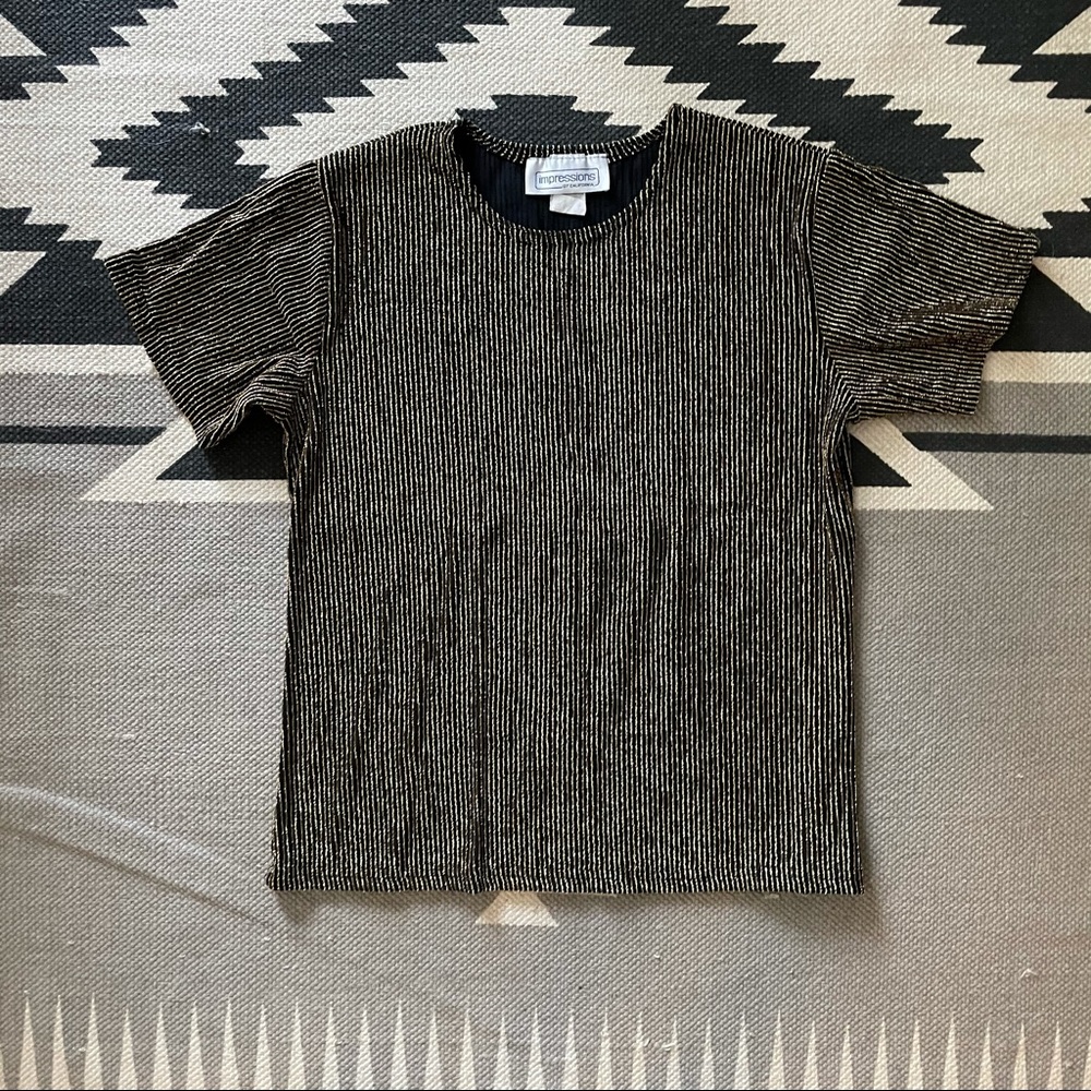 Vintage Glittery Gold Ribbed Blouse